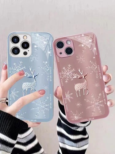 For iPhone 17 Air 17 Pro Max 16 15 14 13 12 11 XR 7 8 Phone Cover Snowflake Deer
