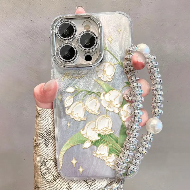 For iPhone 17 Air 17 Pro Max 16 15 14 13 12 11 Phone Case Glitter Flower Cover