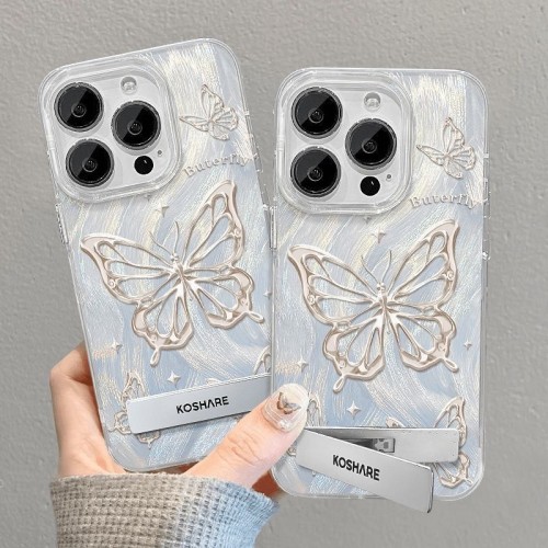 For iPhone 17 Air 17 Pro Max 16 15 14 13 12 11 XR Phone Case Butterfly Bracket