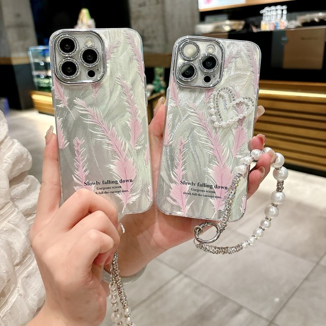 For iPhone 17 Air 17 Pro Max 16 15 14 13 12 11 Phone Cover Love Feather Cover