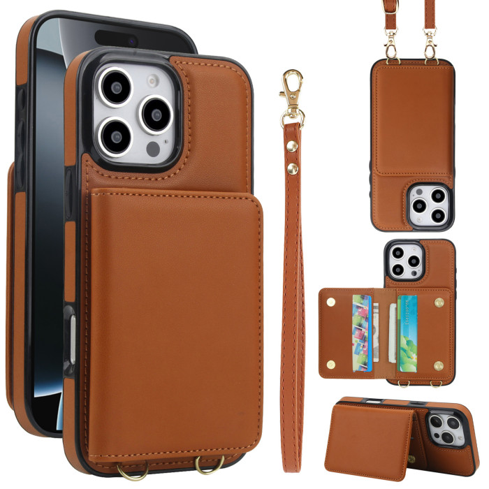 For iPhone 17 Air 17 Pro Max 16 15 14 13 12 11 XR XS Phone Cover Wallet Leather