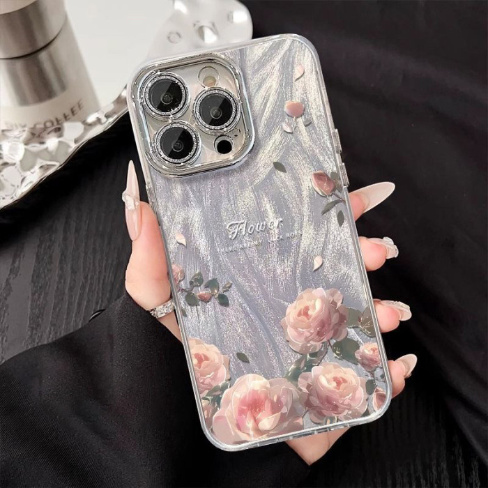 For iPhone 17 Air 17 Pro Max 16 15 14 13 12 11 XR XS Phone Case Pink Roses New