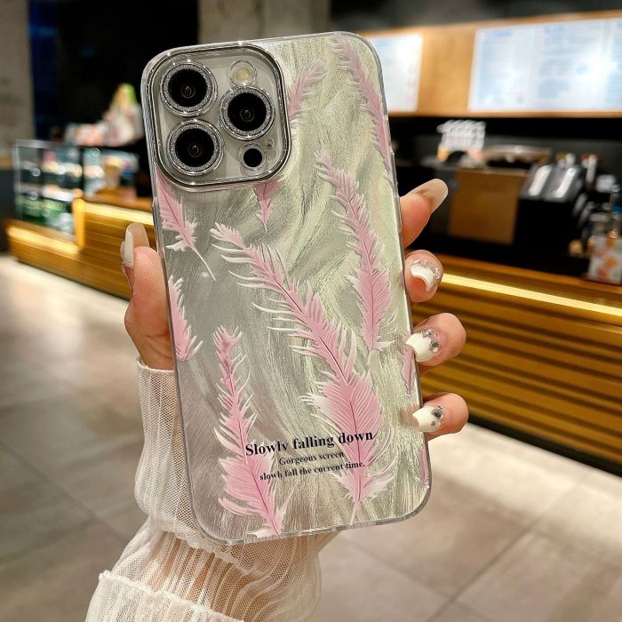For iPhone 17 Air 17 Pro Max 16 15 14 13 12 11 Phone Cover Love Feather Cover