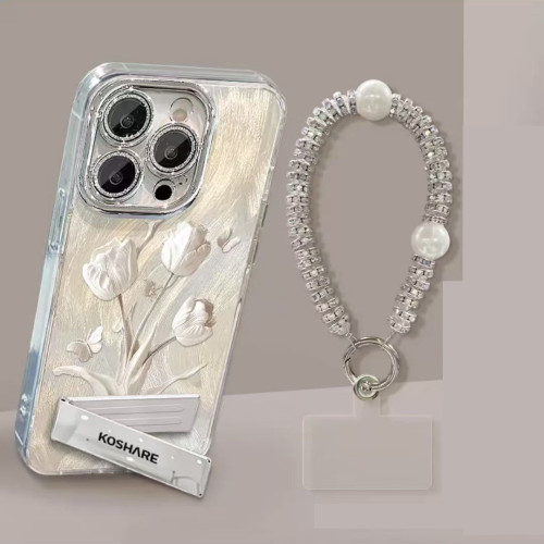 For iPhone 17 Air 17 Pro Max 16 15 14 13 12 11 XR Phone Cover Love Tulip Luxury