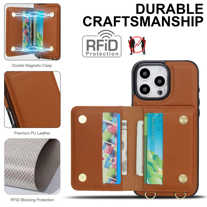 For iPhone 17 Air 17 Pro Max 16 15 14 13 12 11 XR XS Phone Cover Wallet Leather