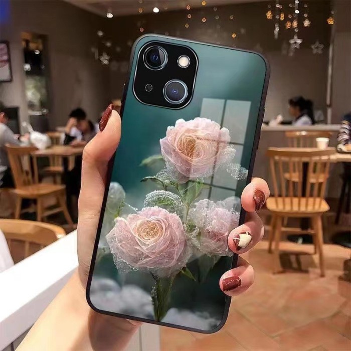 For iPhone 17 Air 17 Pro Max 16 15 14 13 12 11 XR XS Phone Case Beautiful Rose