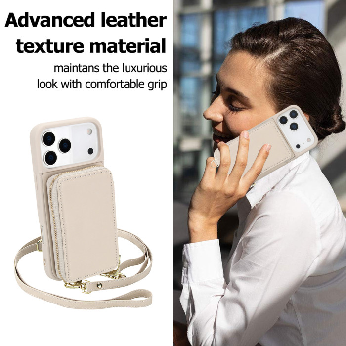 For iPhone 17 Air 17 Pro Max 16 15 14 13 12 11 XR 8 XS Phone Cover Zipper Wallet