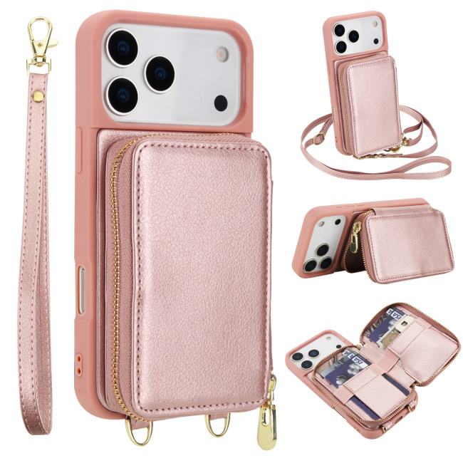For iPhone 17 Air 17 Pro Max 16 15 14 13 12 11 XR 8 XS Phone Cover Zipper Wallet