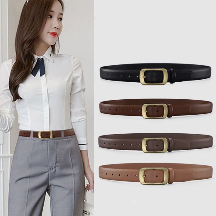 Black Gold Leather Belt Minimalist Trend Business Casual Jeans Dresses fashion