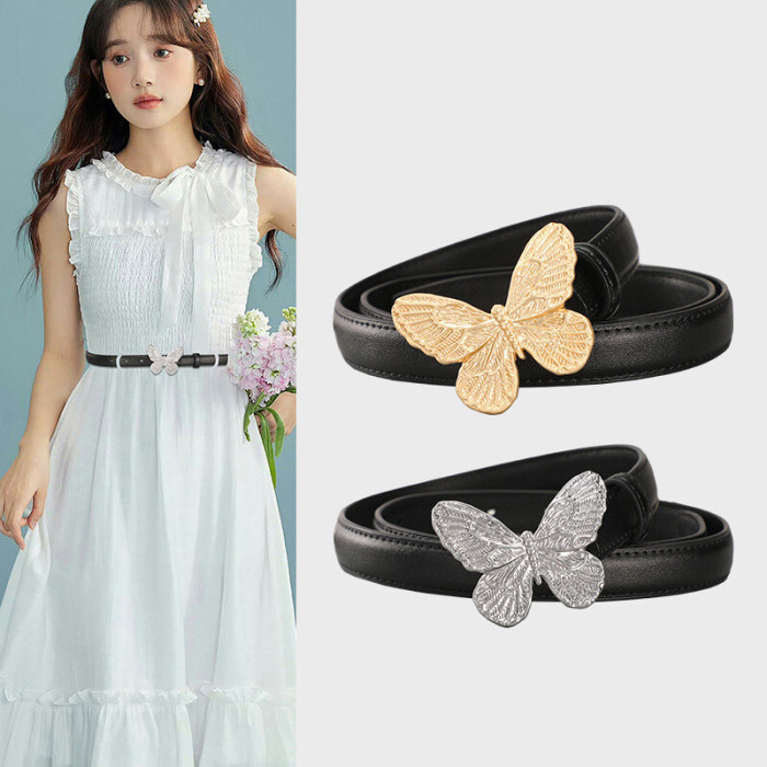 Butterfly Leather Belt Elegant Versatile Business Casual Jeans Dresses fashion