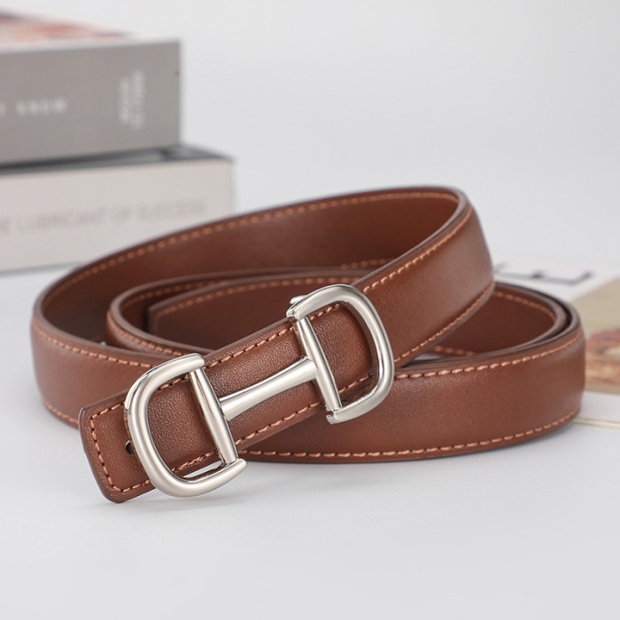 Leather Belt Black Elegant Versatile Business Casual Jeans Dresses fashion silver