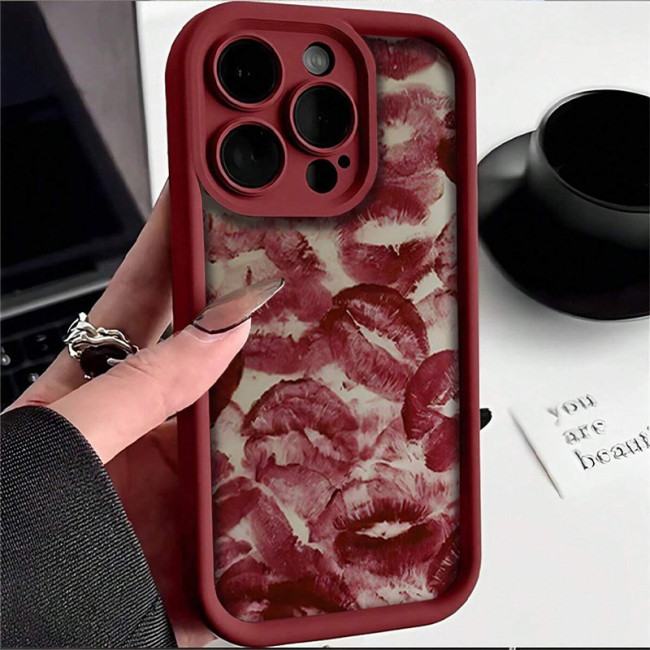 For iPhone 17 Air 17 Pro Max 16 15 14 13 12 11 XR 8 XS Phone Cover Red Lip Print