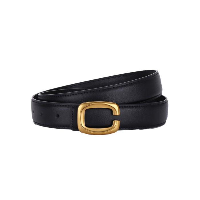 Gold-Lettered Leather Belt Trendy Elegance Dresses Trousers Business Casual