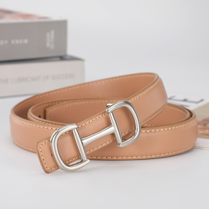 Leather Belt Black Elegant Versatile Business Casual Jeans Dresses fashion silver
