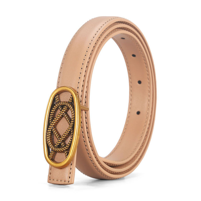 Oval Buckle Leather Belt Business Casual Versatile Jeans Dresses Suits fashion