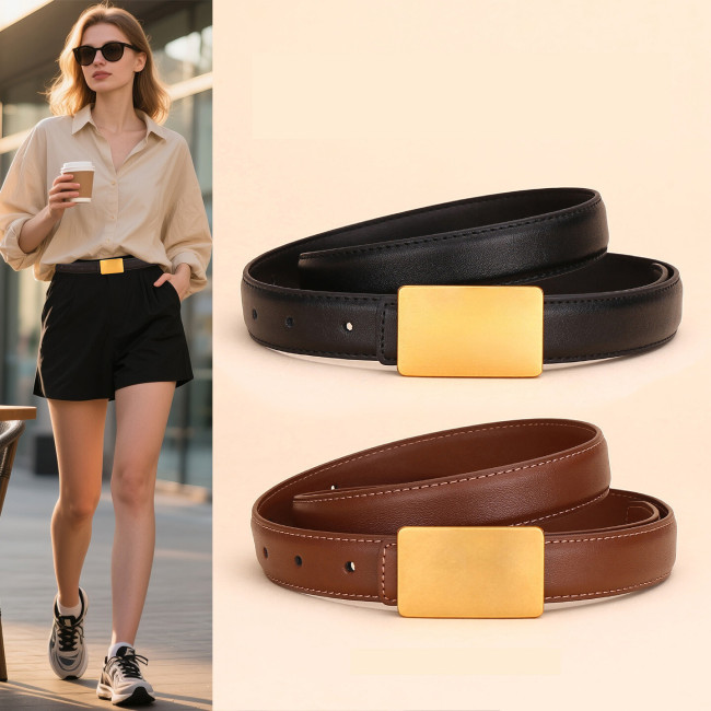 Leather Belt Black Gold Elegant Versatile Business Casual Jeans Dresses fashion