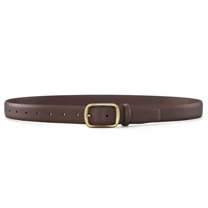 Black Gold Leather Belt Minimalist Elegance Business Casual Jeans Suits Trousers