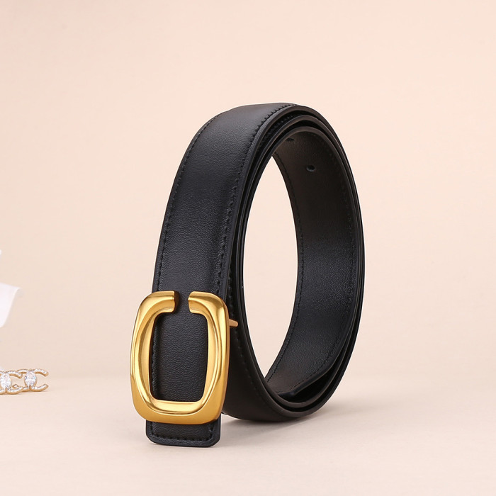 Gold-Lettered Leather Belt Trendy Elegance Dresses Trousers Business Casual