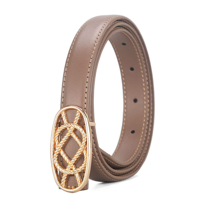 Oval Buckle Leather Belt Business Casual Versatile Jeans Dresses Suits fashion
