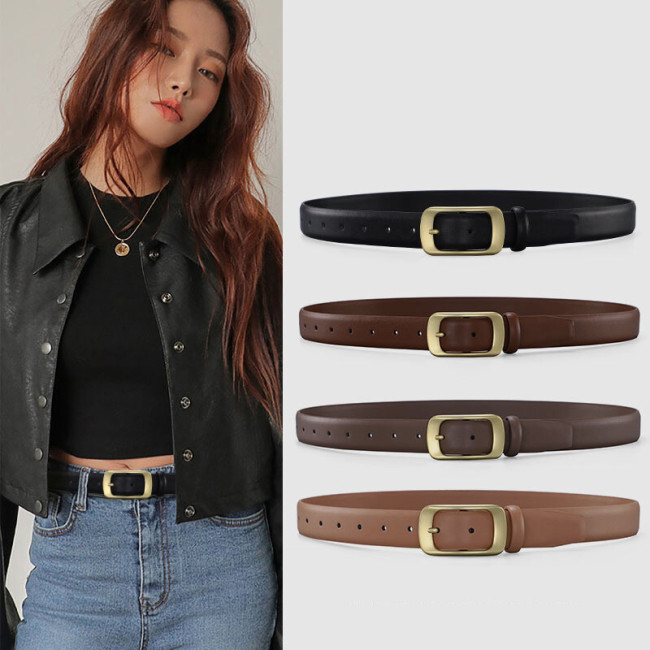 Black Gold Leather Belt Minimalist Trend Business Casual Jeans Dresses fashion