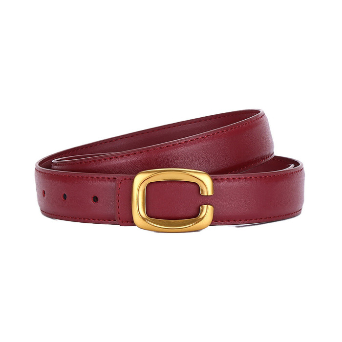 Gold-Lettered Leather Belt Trendy Elegance Dresses Trousers Business Casual