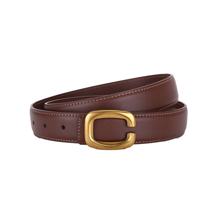 Gold-Lettered Leather Belt Trendy Elegance Dresses Trousers Business Casual