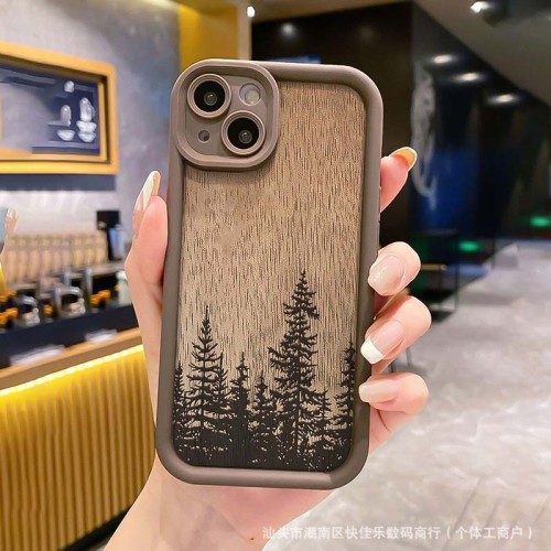 For iPhone 17 Air 17 Pro Max 16 15 14 13 12 11 XR 7 8 XS Phone Cover Wood Forest