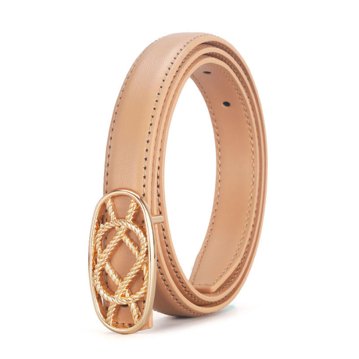 Oval Buckle Leather Belt Business Casual Versatile Jeans Dresses Suits fashion
