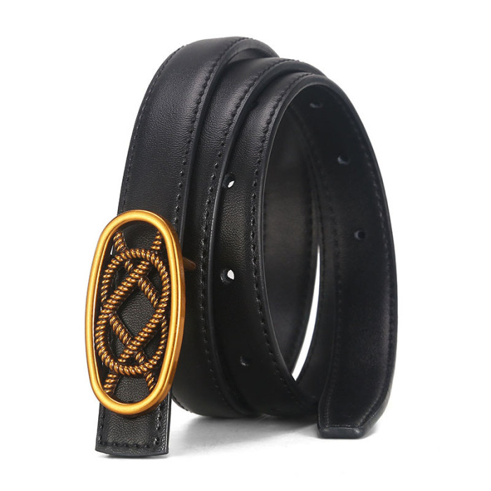 Oval Buckle Leather Belt Business Casual Versatile Jeans Dresses Suits fashion