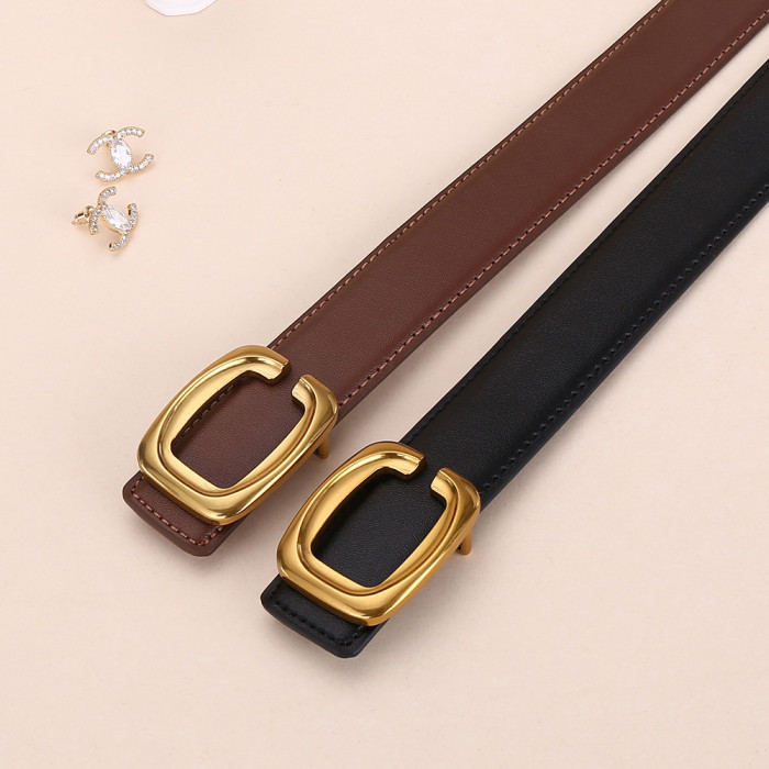Gold-Lettered Leather Belt Trendy Elegance Dresses Trousers Business Casual
