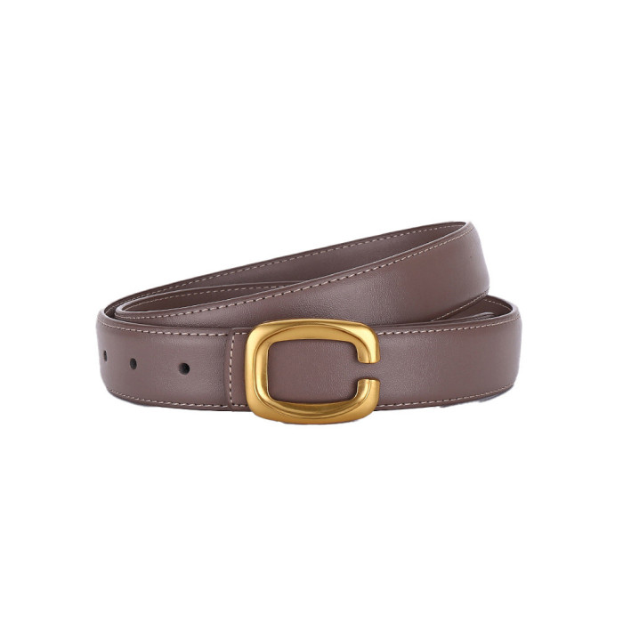 Gold-Lettered Leather Belt Trendy Elegance Dresses Trousers Business Casual