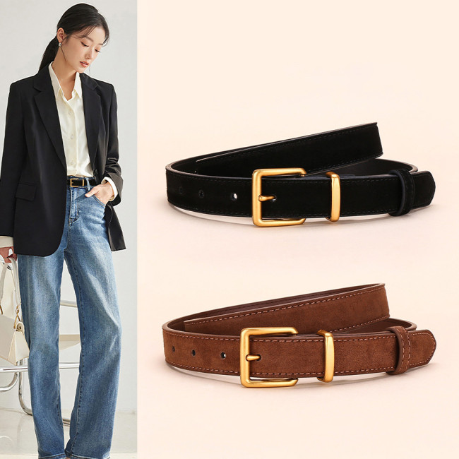 Versatile Decorative Leather Jeans Belt Fashion Trendy for Business Casual black