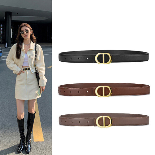 Black Gold Leather Belt Elegance Business Casual Jeans Dresses suits fashion
