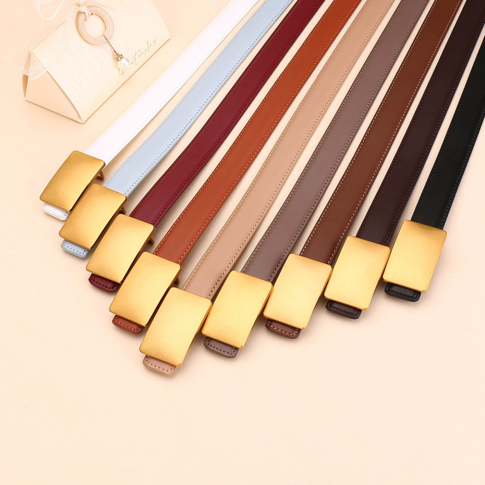 Leather Belt Black Gold Elegant Versatile Business Casual Jeans Dresses fashion