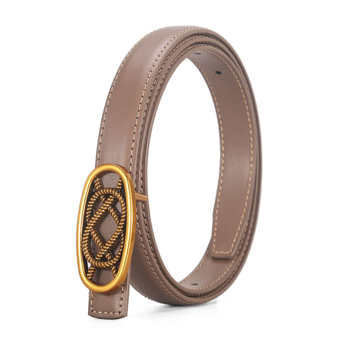Oval Buckle Leather Belt Business Casual Versatile Jeans Dresses Suits fashion