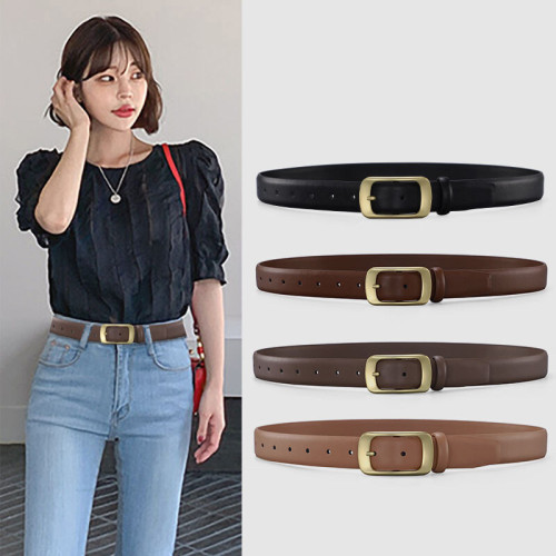Black Gold Leather Belt Minimalist Trend Business Casual Jeans Dresses fashion
