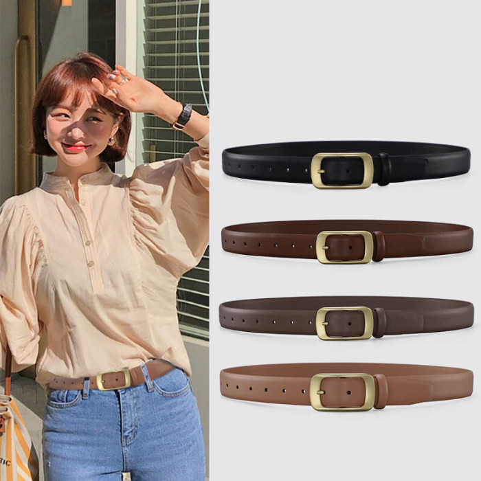 Black Gold Leather Belt Minimalist Trend Business Casual Jeans Dresses fashion