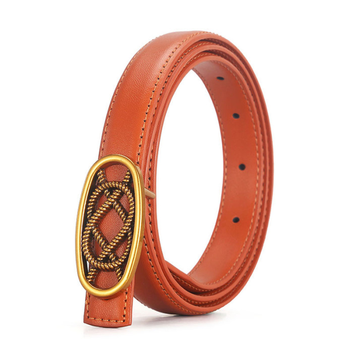 Oval Buckle Leather Belt Business Casual Versatile Jeans Dresses Suits fashion