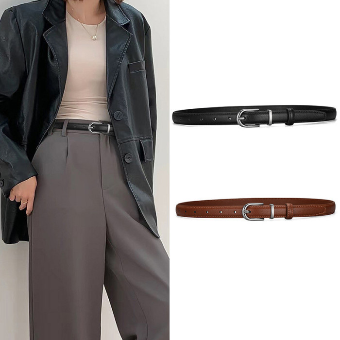 Black White Leather Belt Minimalist versatile Suits Trousers Dresses jeans fashi