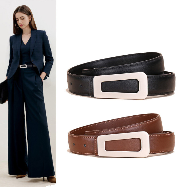 Black Brown Leather Belt Business Casual Jeans Dresses fashion suits popular