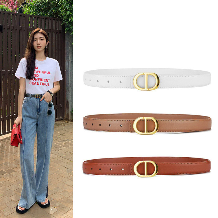 Black Gold Leather Belt Elegance Business Casual Jeans Dresses suits fashion