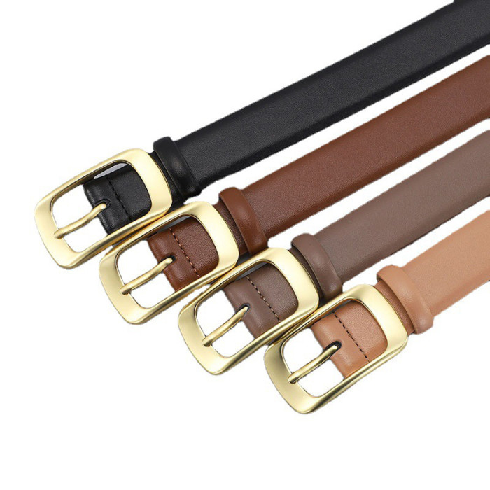 Black Gold Leather Belt Minimalist Trend Business Casual Jeans Dresses fashion