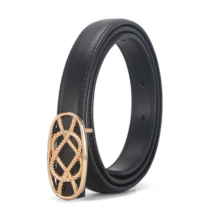 Oval Buckle Leather Belt Business Casual Versatile Jeans Dresses Suits fashion