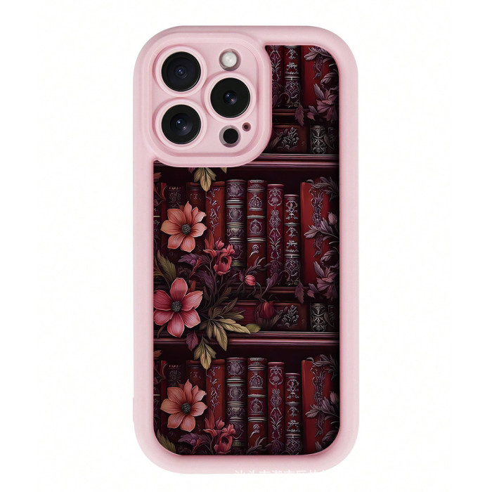 For iPhone 17 Air 17 Pro Max 16 15 14 13 12 11 XR 7 Phone Cover Flower Bookshelf