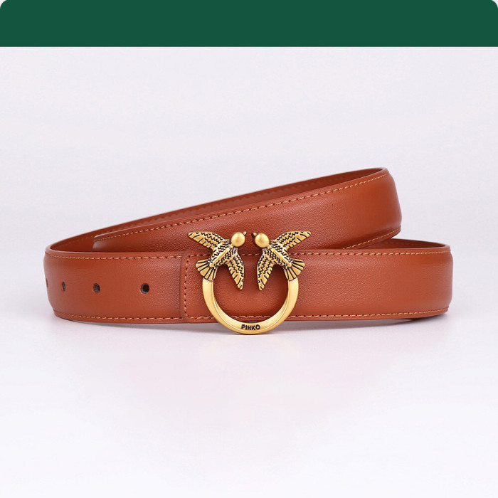 Vintage Engraving Minimalist Leather Belt Versatile for Jeans Business Casual