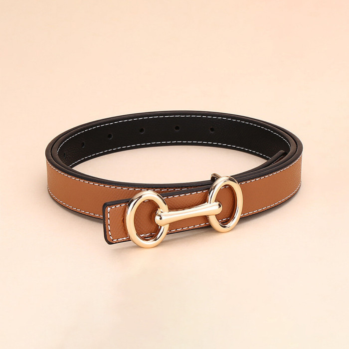 Versatile Decorat Leather Slide Buckle Belt Black for Suit Pants Business Casual