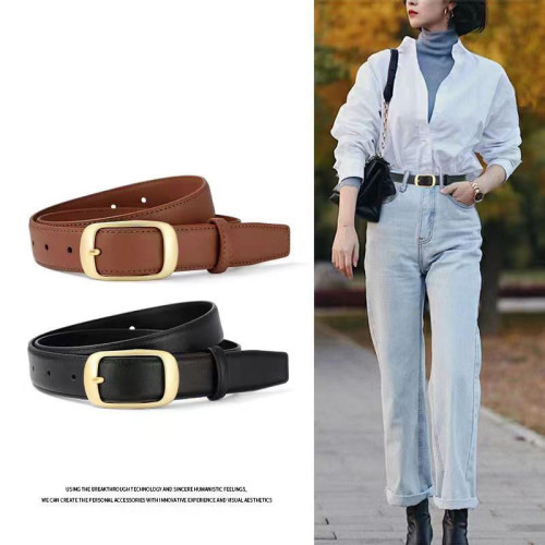 Black Fashion Minimalist Belt for Jeans Skirts Tailored Pants Business Casual