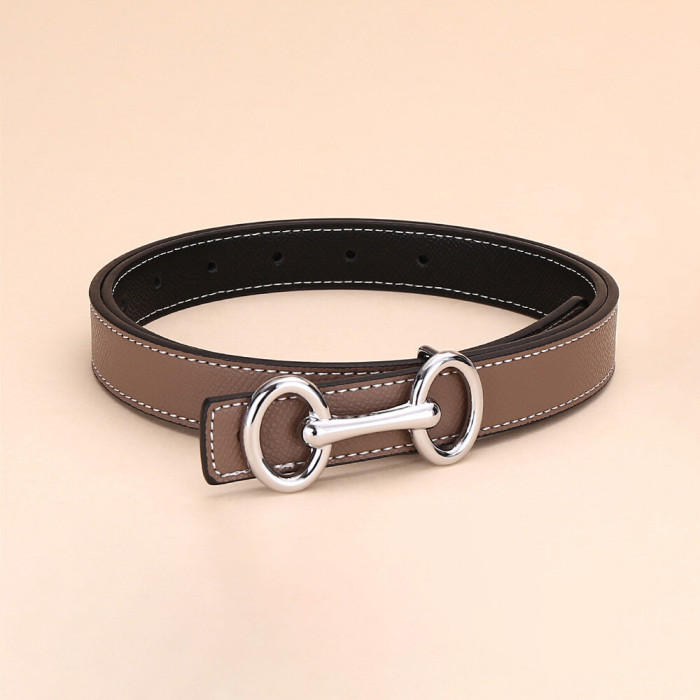 Versatile Decorat Leather Slide Buckle Belt Black for Suit Pants Business Casual