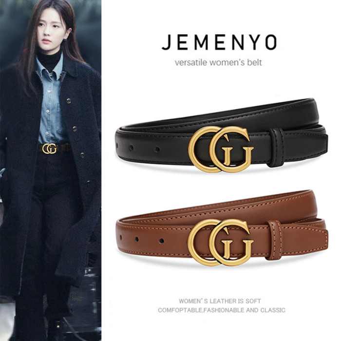Versatile Leather Black Belt Fashion Trendy for Jeans Dresses Business Casual