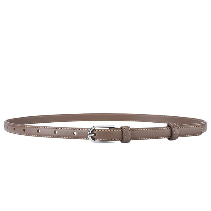 Black Minimalist Leather Belt Versatile for Casual Business Suit Skirts Pants